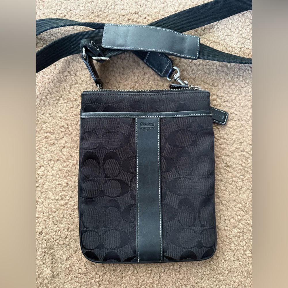 Coach Black Signature Jacquard Crossbody Messenger Bag